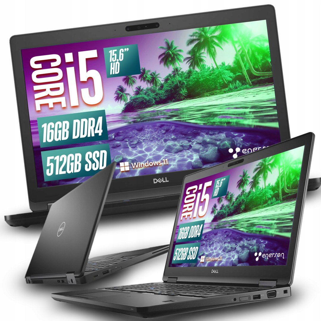 Laptop Dell Latitude 5590 powystawowy, zdjęcie produktu, widok z kilku stron